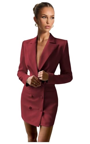 Blazer Dress for Women Sexy Elegant V Neck Blazer Dress Bodycon Long Sleeve Jacket Dresses Professional Outfits