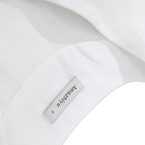 Amazhiyu Womens Pure Linen Sleeveless Button Down Crop Top V Neck Waistcoat Vest White, X-Large