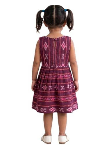 Image of GHL GUENDICHAHAAT Sambalpuri Certified Handloom Cotton Girl's Frock | Ikat Ethnic Wear Dress for Kids | Comfortable Traditional Outfit for Girls