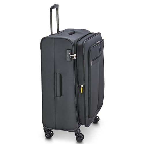 Image of DELSEY PARIS Priscilla 70 cms Medium Check-in Polyester Soft Sided 8 Wheels and Expandable Spinner Suitcase /Trolley Bag for Travel with TSA Lock- Anthracite