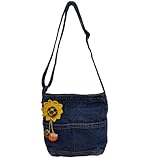 Farm4Far Denim Heavy Flower Tote Shoulder Sling Crossbody Bags