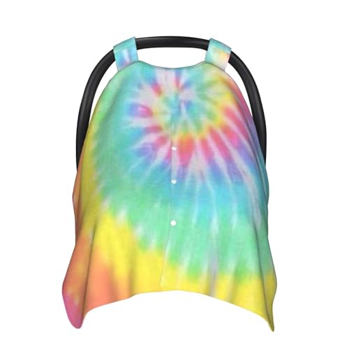 Image of Tie Dye Baby Car Seat Canopy Cover 39x27.5 Inches Multi Use Nursing Cover for Newborn Car Seat Canopy Mom Nursing Breastfeeding Covers Newborn Shower Gifts