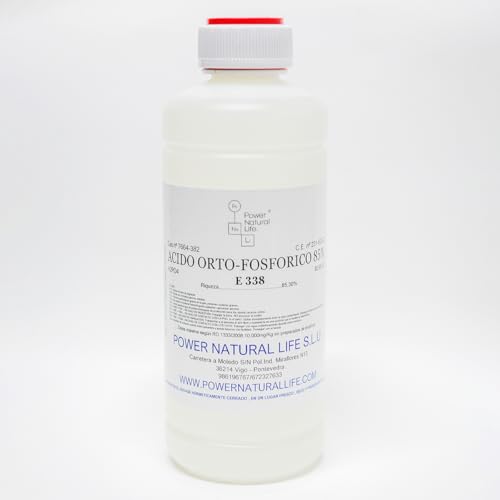Ácido Fosfórico 85% E338 Power natural life | Limpiador Antióxido Desincrustante | Eliminador Óxido | Decapante Metales | | Ajuste pH Acuarios Piscinas | Envase 1 L