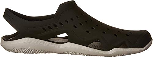 Crocs mens Swiftwater Wave Sandal, Black/Pearl White, 10 M US