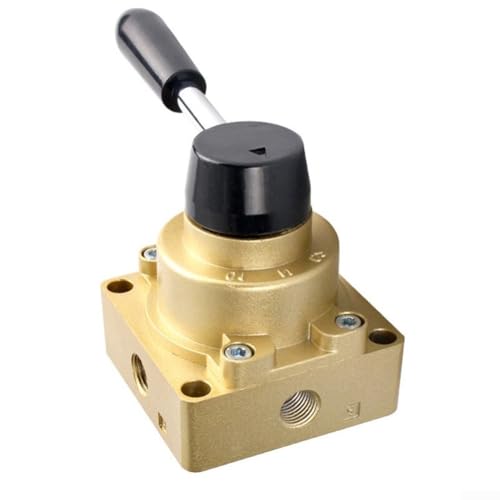 Bulevisiter Pneumatisches manuelles Drehhebelventil mit 3 Positionen, 4-Wege-Drehhebelventil HV-03 mit 3/8 Zoll für NPT zur Luftstromregelung, Umkehr-Wegeventil aus Aluminiumlegierung für Zylinder