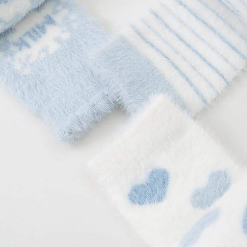 Image of Women Fuzzy socks Winter Fluffy Warm 4-Pairs Cozy Comfy Home Sleeping Socks
