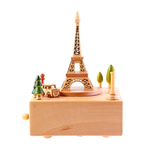 Caja de música de madera | Cajas de música creativas para tartas de ballet, juguetes interactivos de cuna con luz para guardería, juguetes infantiles portátiles para viajes, coche, Altura: Torre