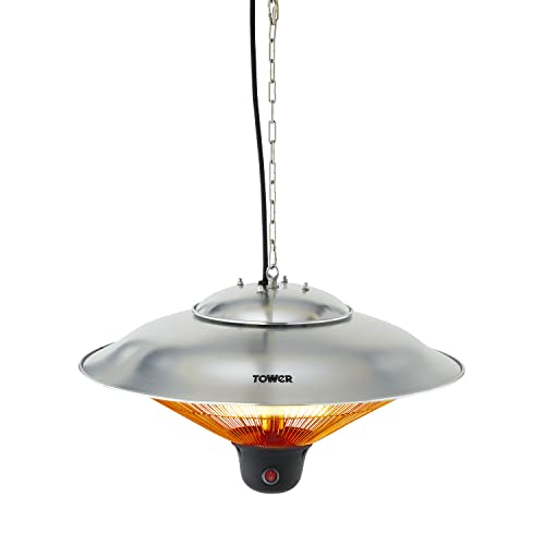 Tower T978520 Astro 1.5Kw Outside Hanging Smart Infrared Patio Heater with 360deg Heating, LED Light...