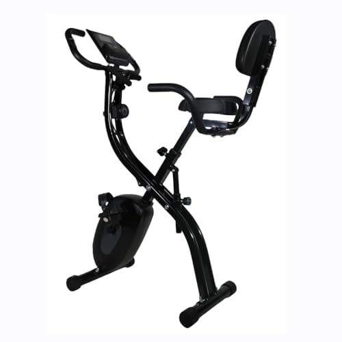 Bicicleta Estática, Bicicletas Estaticas con Bandas de Resistencia, Bicicletas Estáticas Plegable, Monitor LCD, hasta 150 Kg, para Entrenamiento Cardiovascular en Casa