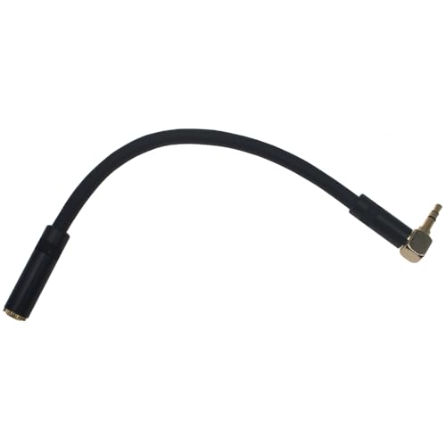 Adaptador de cable Jack 3.5mm macho a hembra ángulo recto miniatura 3