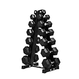 RITFIT 300/350/450/650/180/200/210 LB Rubber Hex Dumbbells Set with Optional Dumbbell Rack, Multi Weight Set to Choose, Ideal for Home Gym and Fitness(350LB Set with Rack)