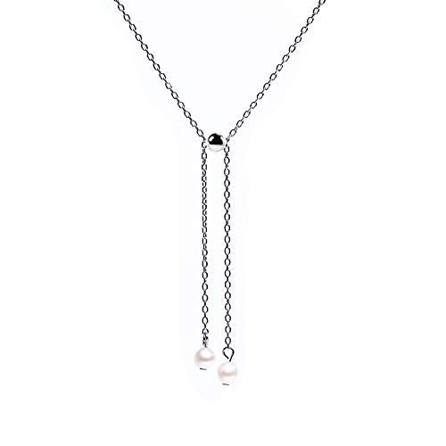VIKI LYNN Collier Femme Réglable avec Pendentif Perle de Culture et Argent fin 925 Idée Cadeau Noel Mariage Anniversaire Saint-Valentin Fête des Mères