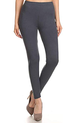 Image of Leggings Depot Women's High Waist Leggings Soft 1 inch Waistband Solid Pants - Regular, Plus, 1X3X, 3X5X