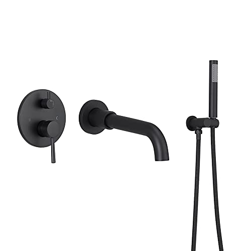 Système de douche rond mural pour baignoire moderne couleur noir mat