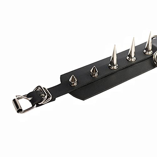 Ncheli punk ketting lederen ketting, PU lederen sleutelbeen ketting Punk spiked PU lederen sleutelbeen ketting gotische… - Image 5