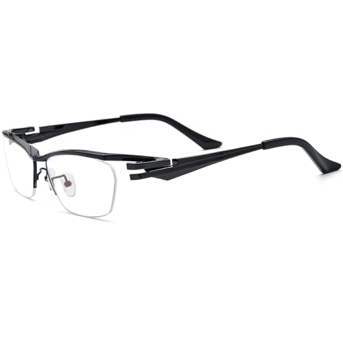 Image of FONEX Pure Titanium Glasses Frame Men Semi Rimless Square Eyeglasses Eyewear DTX416