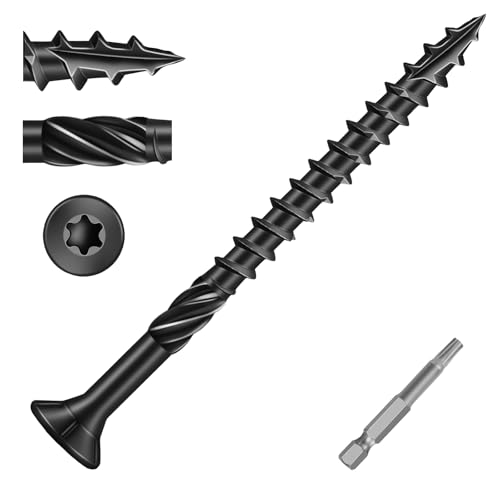Image of #8 x 2 Heavy-Duty Deck Screws - Black Long Outdoor Wood Screws, Torx Drive with T25 Bit, Rust Resistant for Wood Decking and Fence (2lb,255Pcs)