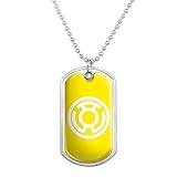 GRAPHICS & MORE Green Lantern Blackest Night Sinestro Corps Yellow Lantern Logo Military Dog Tag Pendant with Chain
