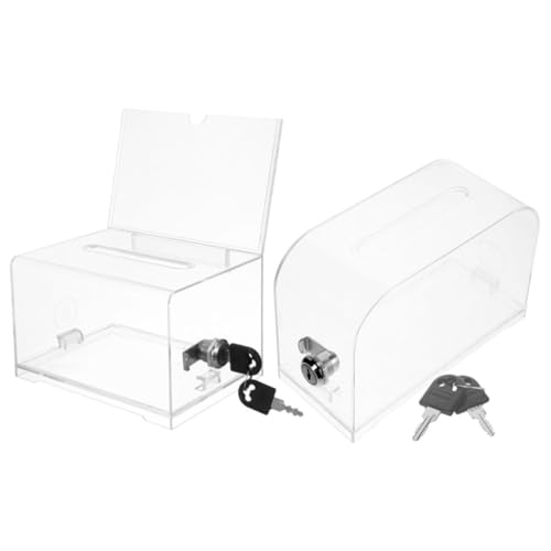 OSALADI 2sets Acrylic Trading Card Storage Box Lock for Business Cards Raffle Tickets and Money and Sturdy Design for Events and Fundraising