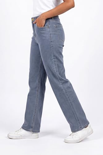 Image of Women's High Rise Wide Leg Denim Jeans | Stretchable Casual Blue Jeans for Women | Classic 5 Pocket Style | Comfortable Everyday Wear
