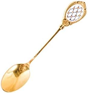 Spoons Stainless Steel Golden Tea Spoon is Suitable for Coffee Shop Ice Cream Coffee Spoon Teaspoon Dessert Cake Spoon Tableware Inlaid Ceramic Handle Size: 13.2cm (Color : D) (C)