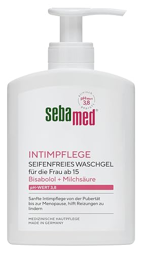 Sebamed Intim-Waschgel mit dem pH-Wert 3,8, für die Frau ab 15, sanfte Intimpflege von der Pubertät bis zur Menopause, Bisabolol und Milchsäure helfen, Reizungen zu lindern, 200 ml
