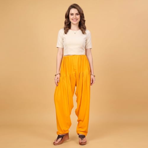 Image of FASHION GALLERY Women's Rayon Relaxed Fit Patiala Salwar with Full Length Drawstring Closure Type and Flexible Waist | Patiala Pant for Woman Free Size Fit Upto XXL