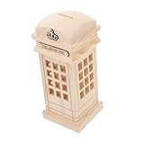 Lurrose 木製電話ボックス型貯箱 コインホルダー 幣入れ 小銭入れケース 大容量現容器 室内装飾用収納ボックス