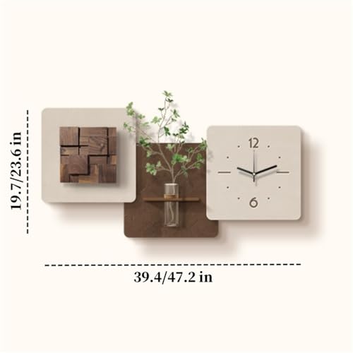 Reloj de pared decorativo 3D con florero y arte de pared miniatura 2