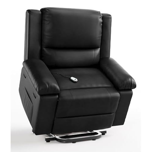 Garvee Electric Lift Recliner Chair - Heat and Massage, PU Leather Power Lift Recliner for Elderly & Mobility Impaired, Adjustable Back and Legs, Heav
