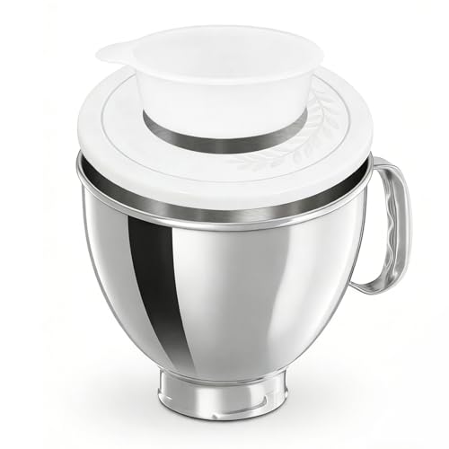 Tazón de Acero Inoxidable 5QT con Tapa Compatible con KitchenAid