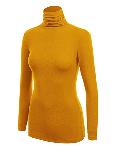 Image of Lock and Love Women's Turtleneck Top Lightweight Long Sleeve Slim Fit Pullover, Soft Rayon Stretch Layering Basic, S-3XL