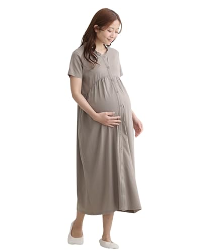 [ニッセン] マタニティ ルームウェア 夏 パジャマ レディース マタニティウエア 授乳服 ギャザー切替 半袖 ワンピースパジャマ 産前 産後 大きいサイズ トープ マタニティLL（Amazon）