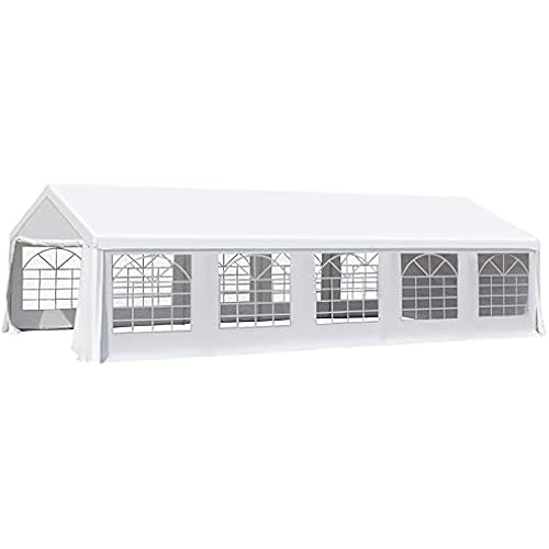 Outsunny 20 x 32 ft Heavy Duty Party Tent Outdoor Gazebo Wedding Tent Event Shelter Carport BBQ with Removable Sidewalls & Windows, Outside Waterproof Canopy for Parties, White