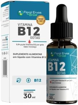 Vitamina B12 em Gotas 30ml Metilcobalamina – Sabor Morango Floral Ervas