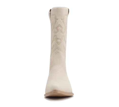 Image of Soda RENO ~ Women Western Cowboy Stitched Pointe Toe Low Heel Ankle Mid Shaft Fashion Boots