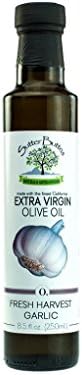 Sutter Buttes Extra Virgin Olive Oil – Fresh Harvest Garlic Infused, (250 ml bottle). Handcrafted, Artisan Gourmet EVOO Cold Pressed and Flavored with Roasted Garlic, Unfiltered, Unrefined Olive Oil