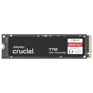 Crucial T710 SSD 4TB M.2 NVMe PCIe 5.0 x4 Gen5, bis zu 14.500 MB/s Lesen, 13.800 MB/s Schreiben, für Laptop und Desktop PC, TLC NAND, Interne Festplatte - CT4000T710SSD8-01