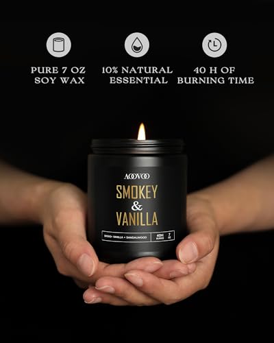 Image of AOOVOO Scented Candles for Men - 4 Pack Candles for Home Scented, 28oz Soy Wax, 200 Hour Burn Time, Men Candle Set, Leather /Smoke & Vanilla /Whiskey Caramel /Lavender Candle Set