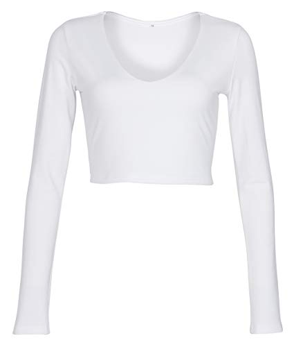 Artfish Women Long Sleeve Stretchy Crop Top Sexy Slim Fitted Fleece Lined Cropped Shirts3