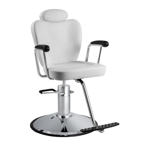 Milano All Purpose Salon Styling Chair in White | Reclining Hydraulic All Purpose Chair with Removable Headrest for Barber, Beauty & Threading | Minerva Beauty