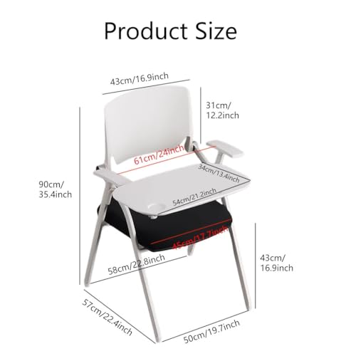 Chaise de bureau pliable ergonomique grise avec tablette - 4