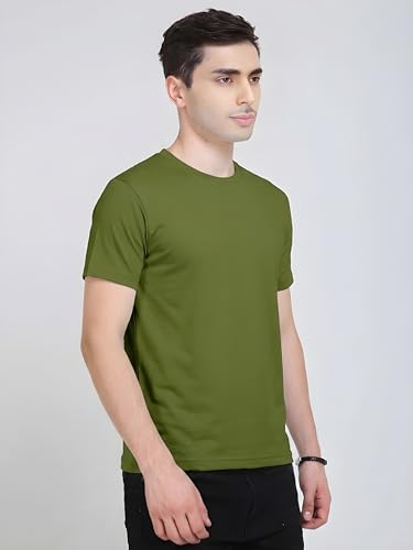 Image of Men's Plain Cotton Crew Neck T-Shirt Regular Fit Short Sleeve Tee