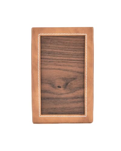 Image of Premsons Remote Holder Artificial Leather with Wooden Finish - 4 Section Tabletop Organizer for TV, AC & Office Desk Accessories - Compact & Stylish Storage Solution for Home & Office - Tan