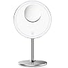 Kostlich Verlichte make-upspiegel met 10x vergroting – 360 graden draaibare LED-reismake-upspiegel met 3 lichtmodi…
