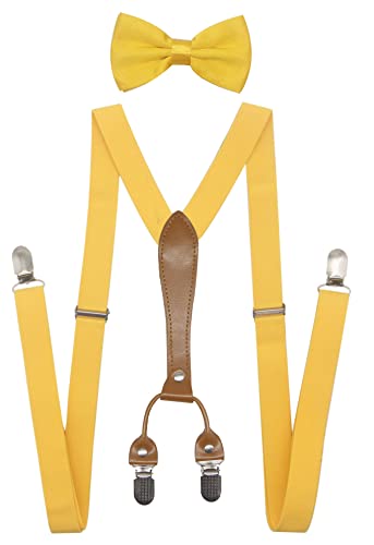 Image of Men's Suspenders Bowtie Set Elastic Y Shape Style Women's Suspenders Bowtie For Wedding&Formal Events