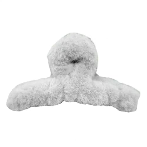 YUEZHAN Hoofdband Haarband Dames Pluche Haarklauw Clip Effen Haarklauw Grote Vrouwen Lang Dik Dunne Krullende Haarklem Mode Haaraccessoires Licht Grijs