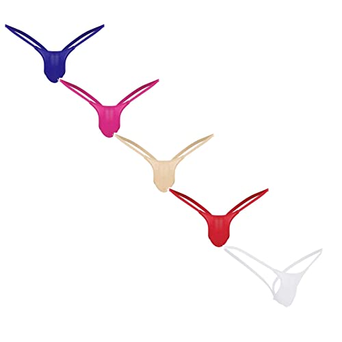 Waist Thong Open Underpants Briefs Mens Underwear G-String Low Back Sexy (5Pc32-Red+Dark Blue+Hot Pink+Khaki+White, L) #TOP27