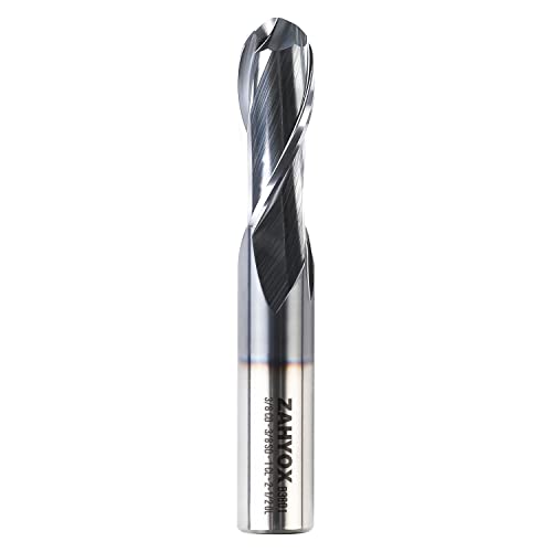 Image of ZahyoX 3 /8 inch Ball Nose End Mill, TiAlN Coated Solid Carbide Upcut Spiral CNC Router Bit, 3 /8 inch Diameter, 3 /16 inch Radius,1 inch Cutting Length, 2-1 /2 inch Overall Length, 2 Flutes, CNC Cutter Milling Tool
