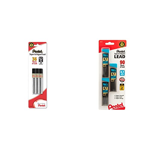 Pentel® Super Hi-Polymer® Leads, 0.5 Mm, 2B, 12 Leads Per Tube, Pack Of 3 Tubes & ® Super Hi-Polymer® Leads, 0.7 Mm, Medium, Hb, 30 Leads Per Tube, Pack Of 3 Tubes #TOP21